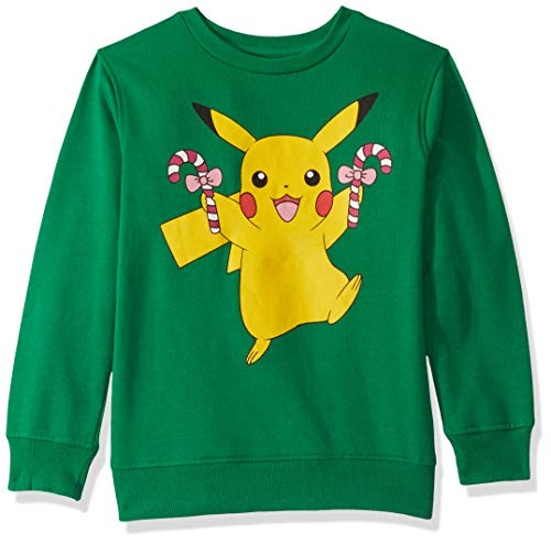 Pokemon Boys Ugly Christmas Crew Sweatshirt  Pikachu-Green  Small -6-7-