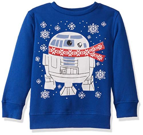 Star Wars Boys Ugly Christmas Crew Sweatshirt  R2D2-Royal  Medium -8-10-