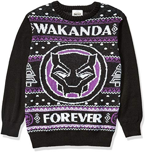 Marvel Boys Ugly Christmas Sweater  Black Panther-Black  Small -6-7-