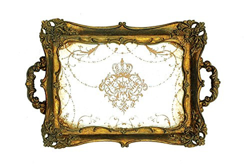 Creative Co-op Resin Mirrored Tray with Antiqued Gold Finish