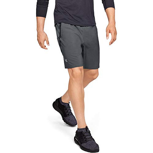 Under Armour Mens Launch Stretch Woven 9-inch Shorts  Pitch Gray -012--Reflective  Medium