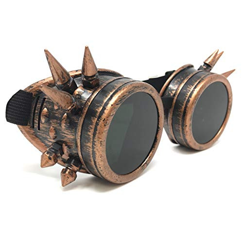 Steampunk Aviator Pilot motorcycle goggles Victorian vintage copper spiked welding Glasses for women men kids