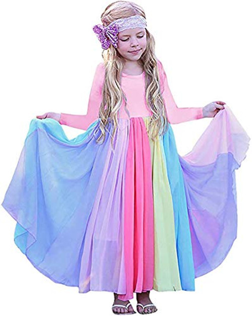 Girl Tutu Dress Long Sleeve Rainbow Tulle Skirt for Kids Toddler Layers Flower Girl Party Dresses Pink 7-8T Girl Tutu Dress Long Sleeve Rainbow Tulle Skirt for Kids Toddler Layers Flower Girl Party Dresses Pink 7-8T
