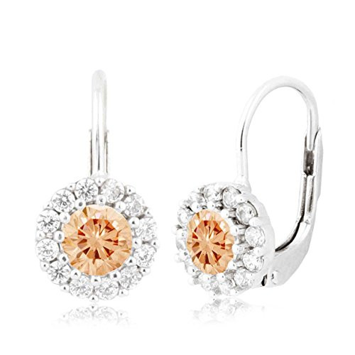 UNICORNJ Childrens Tweens Sterling Silver 925 Light Orange CZ November Birth Month Leverback Earrings 4mm Italy
