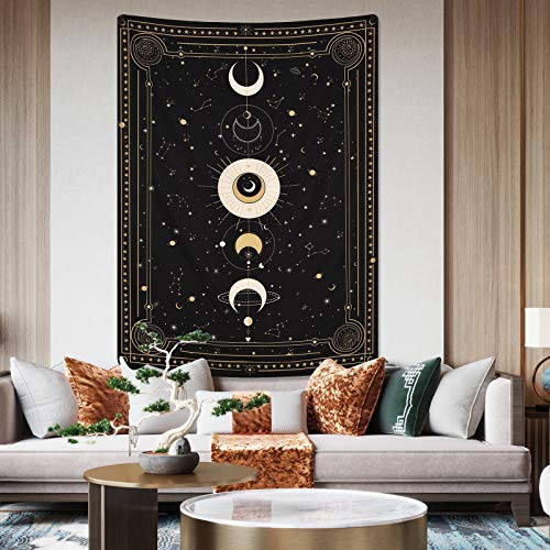 Lyacmy Moon Phase Tapestry Moon Tapestry Wall Art Bohemian Tapestries Wall Hanging for Room-51-2 x 59-1 inches-