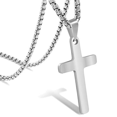 Silver Cross Necklace for Men Mens Silver Cross Necklace and Chain Men Necklaces with Cross Stainless Steel Cross Pendant Mens Necklace with Cross 24 Silver Cross Necklace for Men Mens Silver Cross Necklace and Chain Men Necklaces with Cross Stainless Steel Cross Pendant Mens Necklace with Cross 24