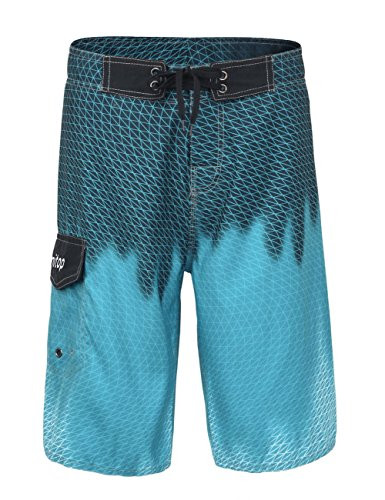 Unitop Mens Surf Board Shorts Summer Quick Dry Printed Blazing Blue 36