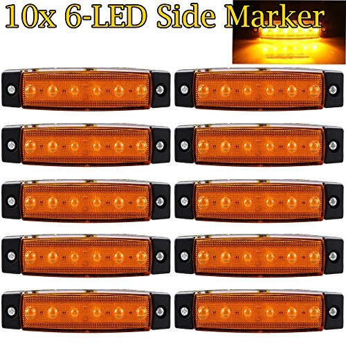 FXC 10X 12V 6 LED Truck Bus Boat Trailer Side Marker Indicators Light Lamp Amber?