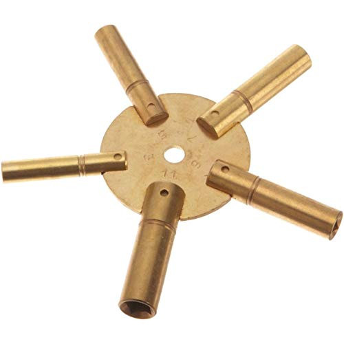 Brass Blessing Vintage Clock Winding Key  -5 Prong ODD Numbers -5023--