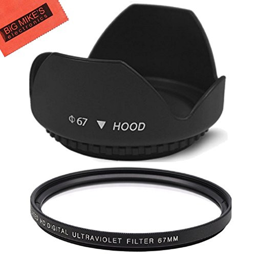 67mm Digital Tulip Flower Lens Hood and 67mm UV Filter for Nikon CoolPix P900  P950 Digital Camera