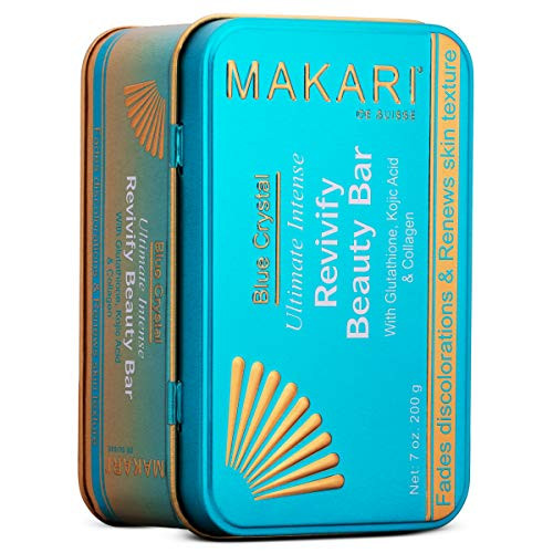 Makari Blue Crystal Revivify Beauty Bar Soap 7oz  Lightening  Brightening Cleansing Exfoliating Soap Bar With Natural Glutathione  Exfoliates Dead S