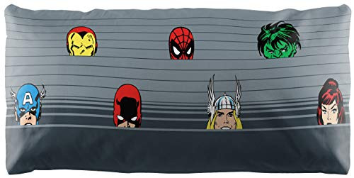 Jay Franco Marvel 80th Anniversary Peeking Body Pillow Cover - Kids Super Soft 1-Pack Bed Pillow Cover - Measures 20 Inches x 54 Inches -Official Marv