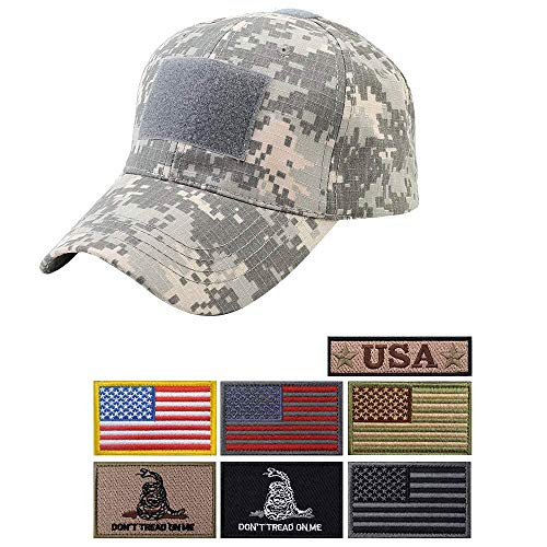 Uphily ACU Digital Camo Army Tactical Operator Cap Adjustable Camouflage Military Hat with Patches for Men or Women