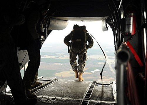 Posterazzi Poster Print Collection US Navy Seals Jump from a CH-46E Sea Knight Helicopter Stocktrek Images  -17 x 11-  Multicolored