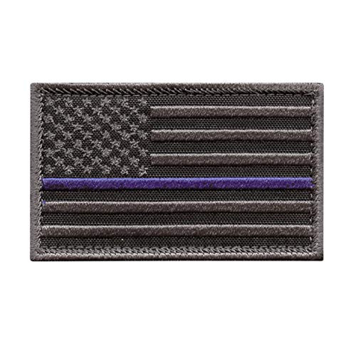 LEGEEON USA American Flag 2x3-25 Subdued Thin Blue Line Stars and Stripes Tactical Morale Fastener Cap Patch