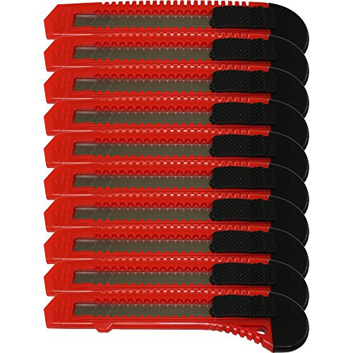 10 Ten Bulk Red Utility Knives Box Cutters Snap Off Blades