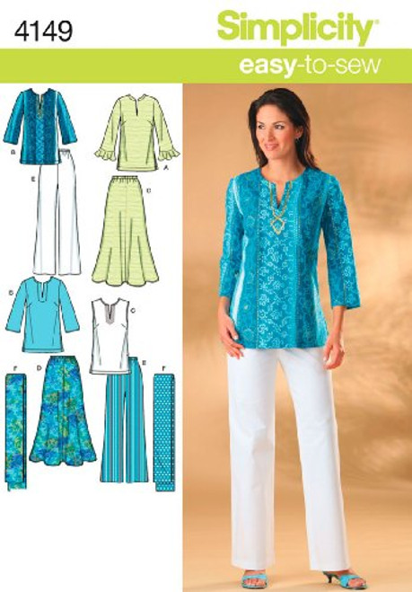 Simplicity Easy-to-Sew 4149 Skirt  Pants  Tunic Top and Scarf Sewing Pattern for Women Sizes 20W-28W