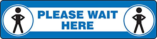 Accuform Social Distancing Floor SignPlease Wait Here  6 x 24  PSR295