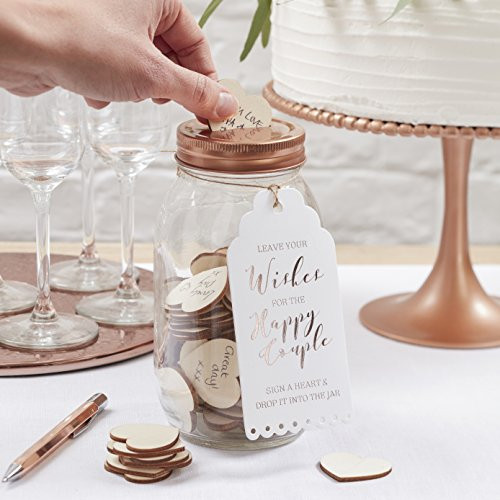 Ginger Ray Alternative Wedding Guestbook Wishing Jar Beautiful Botanics  Pink