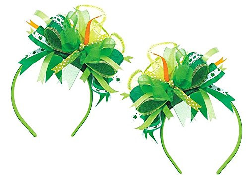 Amscan St- Patricks Day Ribbon Headband Costume Party Head Wear Accessory  Green  7 x 4 1-2 -2 Pieces-
