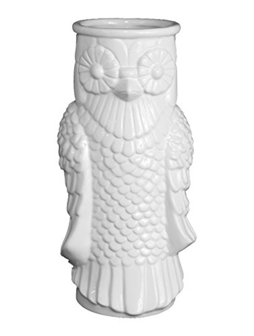 Benzara HRT-257592 Contemporary Styled White Ceramic Owl Vase Benzara HRT-257592 Contemporary Styled White Ceramic Owl Vase