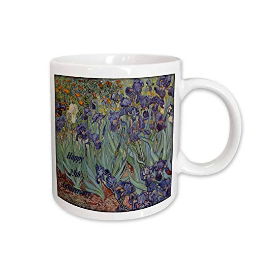 3dRose Van Gogh Irises Iris  Flowers  Wedding Anniversary  25th Anniversary  Ceramic Mug  15-Oz