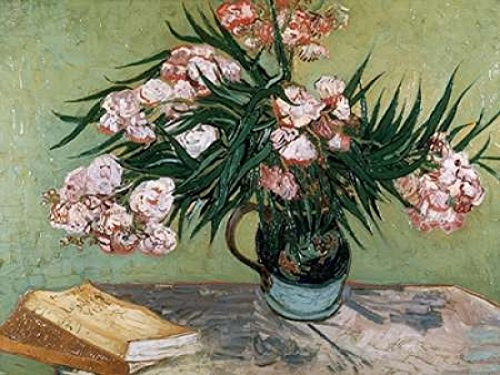 Posterazzi Vase with Oleanders and Books Poster Print by Vincent van Gogh  -11 x 14-