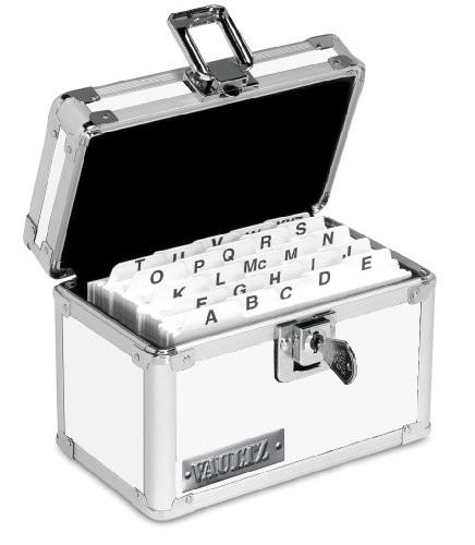 Vaultz Locking Index Card File  3 x 5 Inches  White -VZ00174-