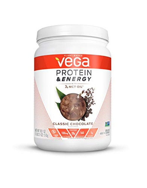 Vega Protein and Energy Classic Chocolate Plant Based Coffee Protein Powder - Vegan Protein Powder Keto-Friendly MCT Oil Gluten Free Dairy Free S Vega Protein and Energy Classic Chocolate Plant Based Coffee Protein Powder - Vegan Protein Powder Keto-Friendly MCT Oil Gluten Free Dairy Free S