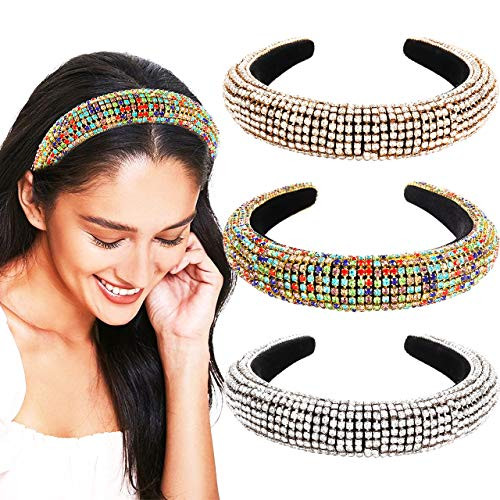 ELEARD Padded Rhinestone Headbands Colorful Baroque Crystal Embellished Headband Statement Bejewelled Hairbands Non-slip Wide Velvet Hair Hoop Accesso ELEARD Padded Rhinestone Headbands Colorful Baroque Crystal Embellished Headband Statement Bejewelled Hairbands Non-slip Wide Velvet Hair Hoop Accesso