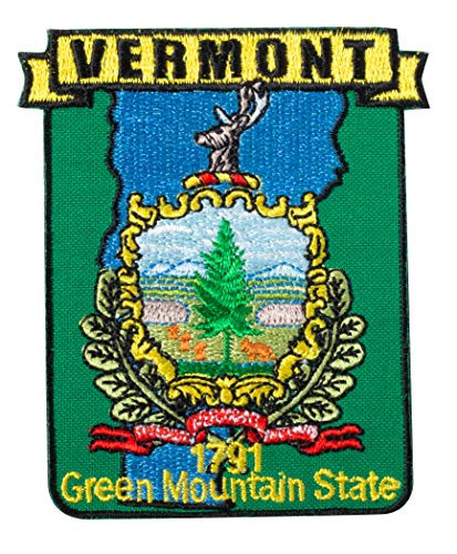 Vermont State Shaped Map Embroidered Patch  with Iron-On Adhesive