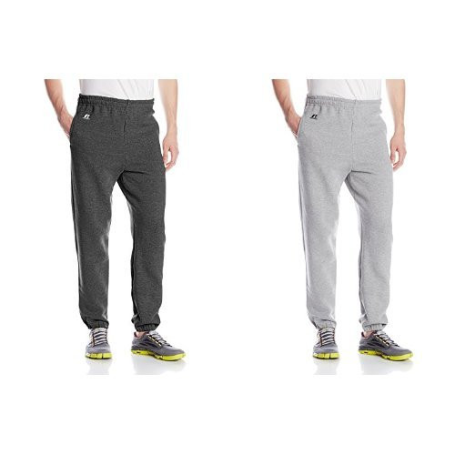 Russell Athletic Mens Dri-Power Closed-Bottom Sweatpants with Pockets  Black Heather-Oxford S