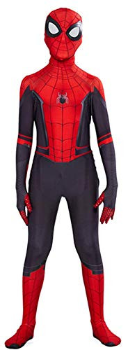 Riekinc Kids Spandex Zentai Bodysuit Superhero Halloween Cosplay Costumes Red and Black Kids-L