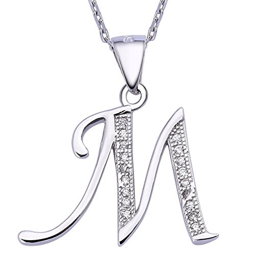 VIKI LYNN Letter M Initial Necklace 925 