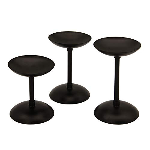 Vincidern Black Pillar Candle Holder Plate for Dining Table  Decorative Iron Candlestick Holders for Home Decor  Christmas  Frieplace Candelabra -4-3