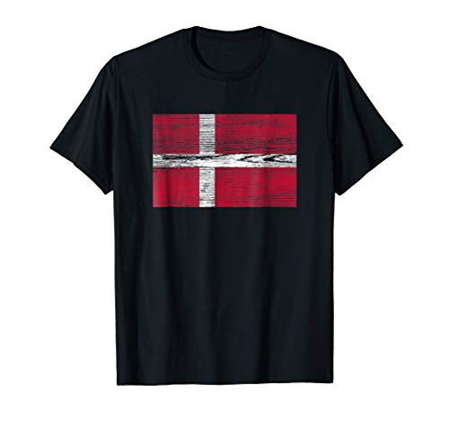 Danish Flag T Shirt Wood Grain Danmark Denmark Dansk