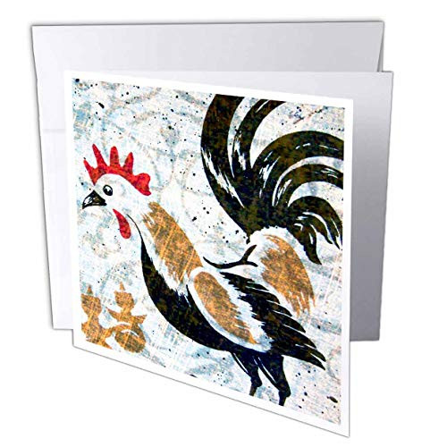 3dRose Vintage Rooster Digital Art by Angelandspot - Greeting Cards  6 x 6 inches  set of 12 -gc-11385-2-