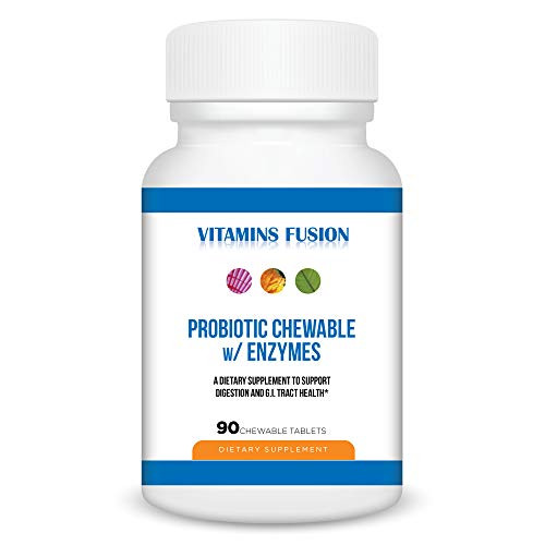 Vitamins Fusion Probiotics Chewable w-Enzymes Dietary Supplement to Support Digestion and G-I-Tract Health- 90 chewable Tablets