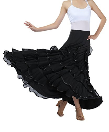 CISMARK Voguish Ballroom Dancing Latin Dance Party Skirt Black  One Size