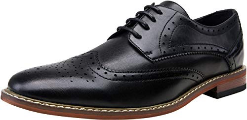 VOSTEY Mens Dress Shoes Black Oxford Shoes for Men Wingtip Brogue Formal Shoes Business Derby Shoes -11 Black-