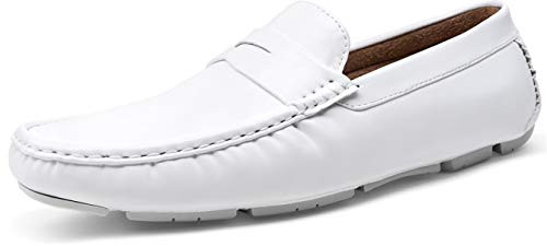 VOSTEY Mens Loafers Mens Slip On Shoes White Loafers Men Slip on Loafers for Men Penny Loafers Casual Dress Loafers Driving Shoes for Men -9 Penny sl