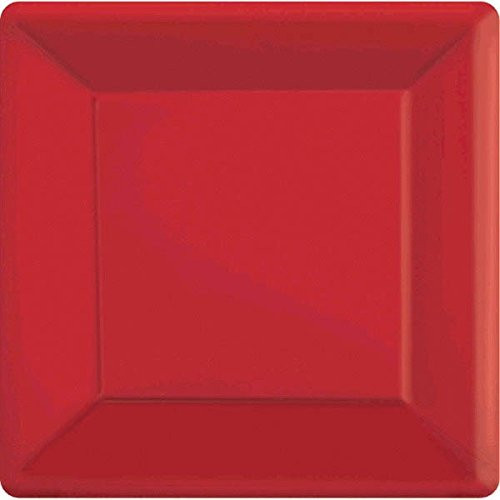 Amscan 69920.399999999994 Square Paper Plates Party Supplies, One Size, Red