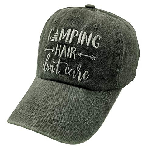 Waldeal Womens Embroidered Camping Hair Dont Care Hat Low Profile Cap ArmyGreen Waldeal Womens Embroidered Camping Hair Dont Care Hat Low Profile Cap ArmyGreen