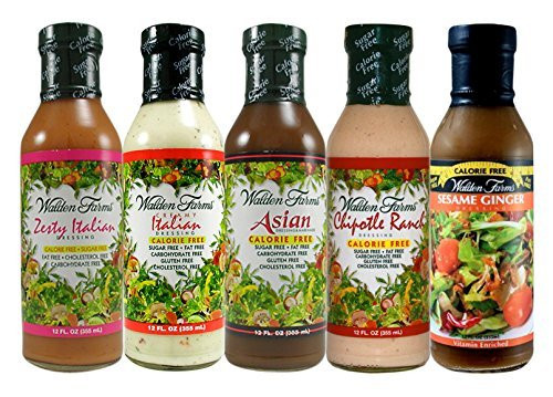 Walden Farms Salad Dressing - Zesty Italian-Creamy Italian-Asian-Chipotle Ranch-Sesame Ginger - Calorie Free Fat Free Gluten Free Sugar Free - Variety