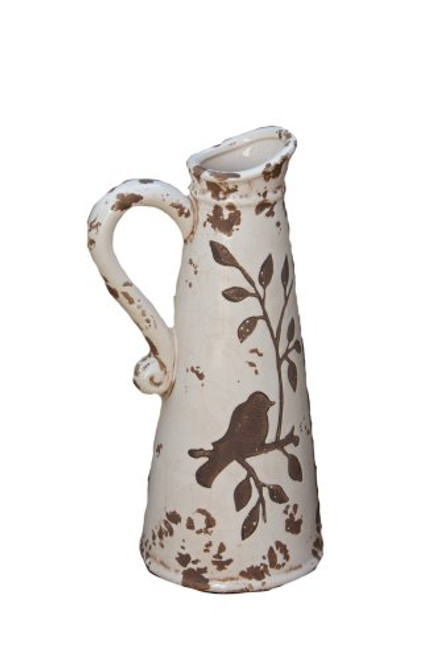 Your Heart's Delight Birds 'n Branches Pottery Pitcher, 13 by 4-3/4-Inch, White Your Heart's Delight Birds 'n Branches Pottery Pitcher, 13 by 4-3/4-Inch, White