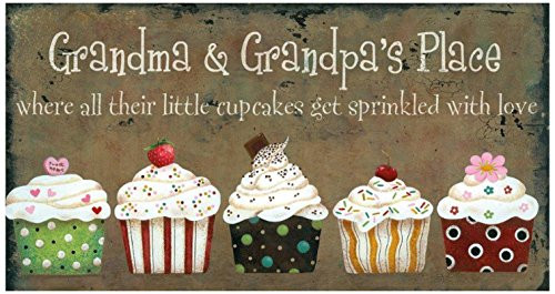 Your Heart's Delight Grandma and Grandpa's Place Wooden Sign, 17 by 7-1/4-Inch