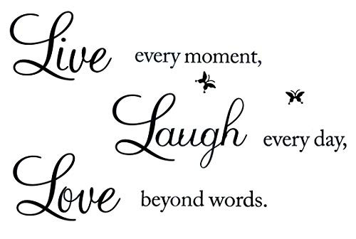 Unves Wall Stickers for Living Room  Live Every Moment  Laugh Every Day  Love Beyond Words Wall Stickers  Family Inspirational Wall Decals for Home Wa