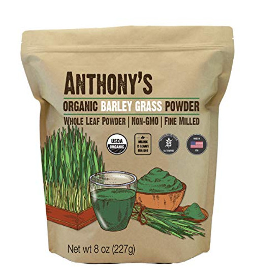 Anthonys Organic Barley Leaf Powder 8 oz Whole Leaf Gluten Free Non GMO Vegan Non Irradiated Anthonys Organic Barley Leaf Powder 8 oz Whole Leaf Gluten Free Non GMO Vegan Non Irradiated