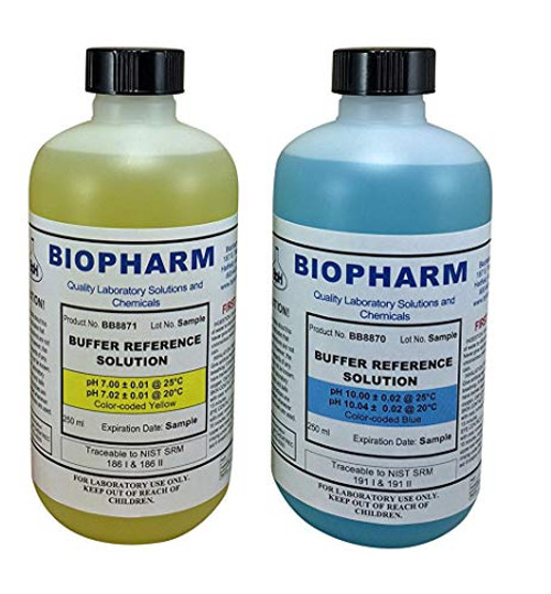 Biopharm pH Buffer Calibration Kit - -2- 8oz Bottles - pH 7 and pH 10 - NIST Traceable Reference Standards for All pH Meters