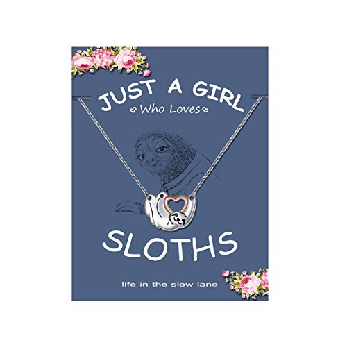 Silver Heart Sloth Necklace Sloth Pendant Necklace Cute Animal Sloth Gifts for Women Teen Girls Sloth Jewelry Silver Heart Sloth Necklace Sloth Pendant Necklace Cute Animal Sloth Gifts for Women Teen Girls Sloth Jewelry